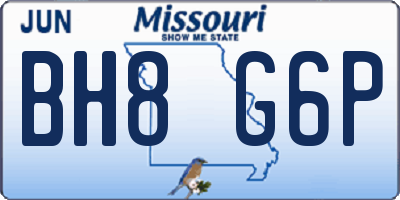 MO license plate BH8G6P