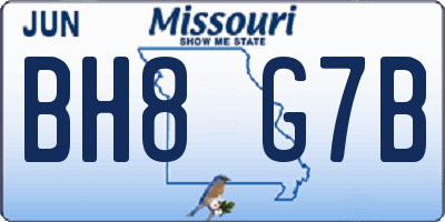 MO license plate BH8G7B