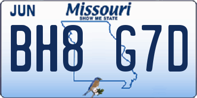 MO license plate BH8G7D