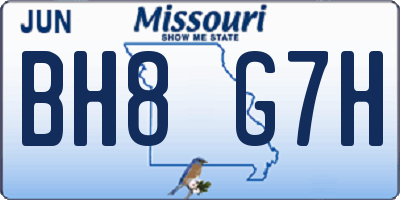 MO license plate BH8G7H