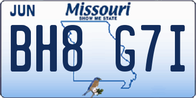 MO license plate BH8G7I