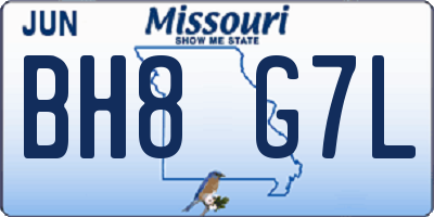 MO license plate BH8G7L