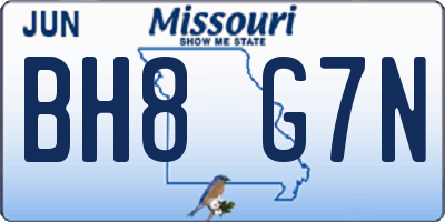 MO license plate BH8G7N
