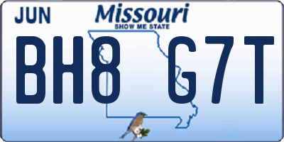 MO license plate BH8G7T