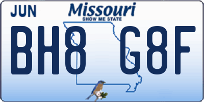 MO license plate BH8G8F