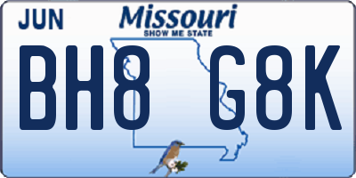 MO license plate BH8G8K