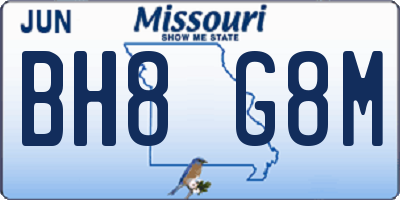 MO license plate BH8G8M