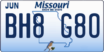 MO license plate BH8G8O
