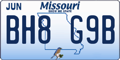 MO license plate BH8G9B