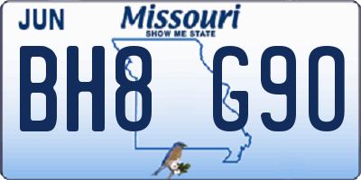 MO license plate BH8G9O