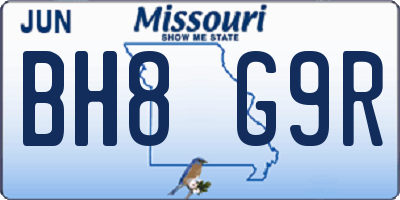 MO license plate BH8G9R