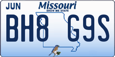 MO license plate BH8G9S