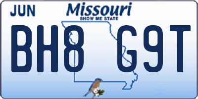 MO license plate BH8G9T