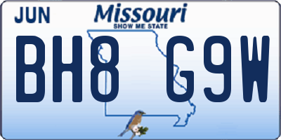 MO license plate BH8G9W