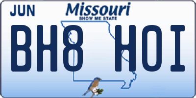 MO license plate BH8H0I
