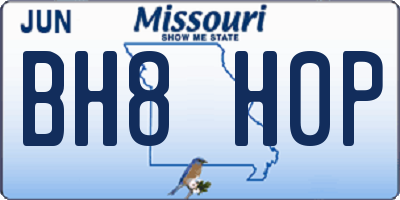 MO license plate BH8H0P