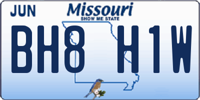 MO license plate BH8H1W