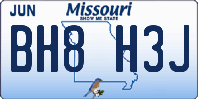 MO license plate BH8H3J