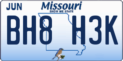 MO license plate BH8H3K