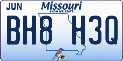 MO license plate BH8H3Q
