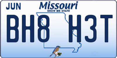 MO license plate BH8H3T