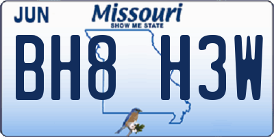 MO license plate BH8H3W