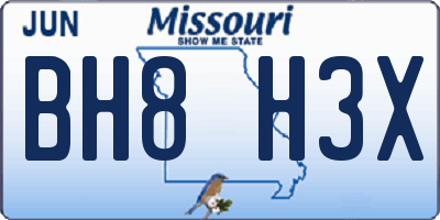 MO license plate BH8H3X