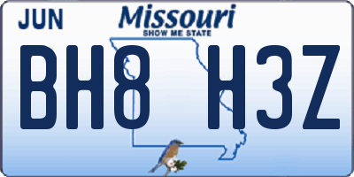 MO license plate BH8H3Z