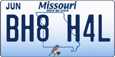 MO license plate BH8H4L