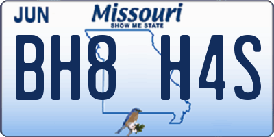 MO license plate BH8H4S