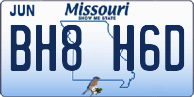 MO license plate BH8H6D