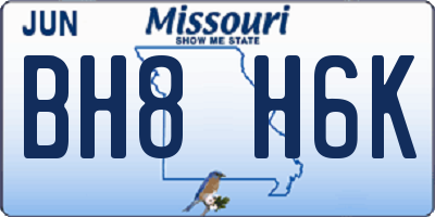MO license plate BH8H6K