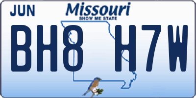 MO license plate BH8H7W
