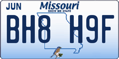 MO license plate BH8H9F
