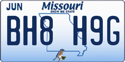 MO license plate BH8H9G