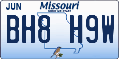 MO license plate BH8H9W