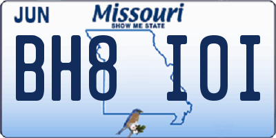 MO license plate BH8I0I