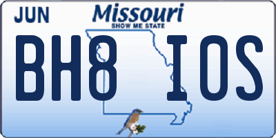MO license plate BH8I0S