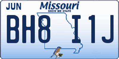 MO license plate BH8I1J