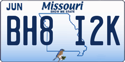 MO license plate BH8I2K
