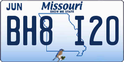 MO license plate BH8I2O