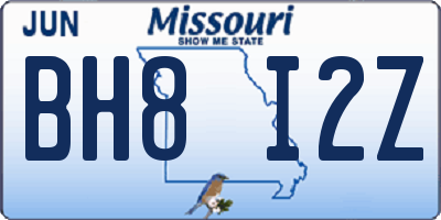 MO license plate BH8I2Z