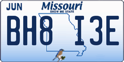 MO license plate BH8I3E