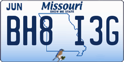 MO license plate BH8I3G