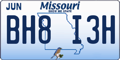 MO license plate BH8I3H