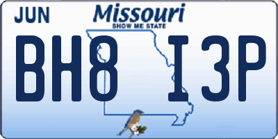 MO license plate BH8I3P
