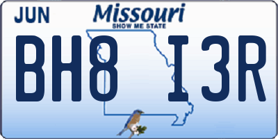 MO license plate BH8I3R