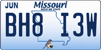 MO license plate BH8I3W