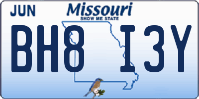 MO license plate BH8I3Y