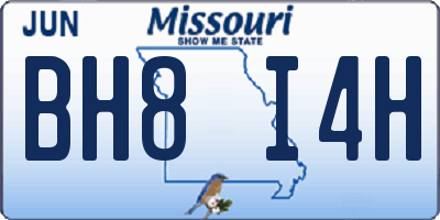 MO license plate BH8I4H
